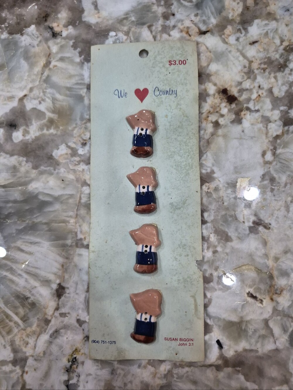Vintage Oldstock Ceramic Novelty Buttons Country Cottagecore Farmhouse